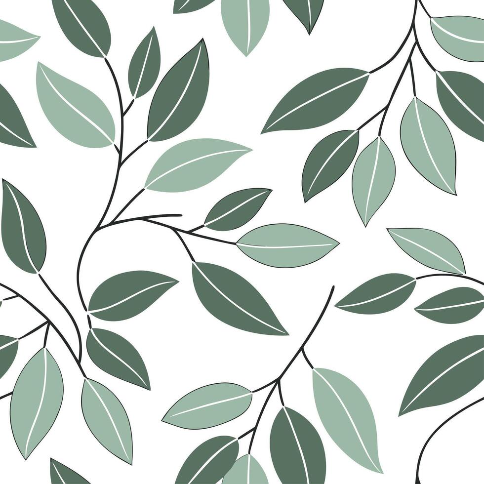 Elegant eucalyptus leaves seamless tile pattern with soft green hues and a relaxing spring atmosphere concept as Soft green eucalyptus leaves create an elegant relaxing seamless ti Dynamic vector