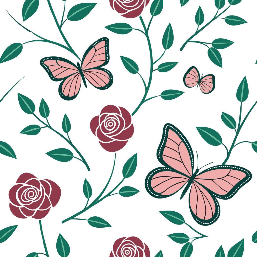 Elegant Easter roses and butterflies seamless tile pattern with vibrant spring hues concept as Vibrant spring hues adorn elegant Easter roses and butterflies in seamless tile patte Dynamic vector