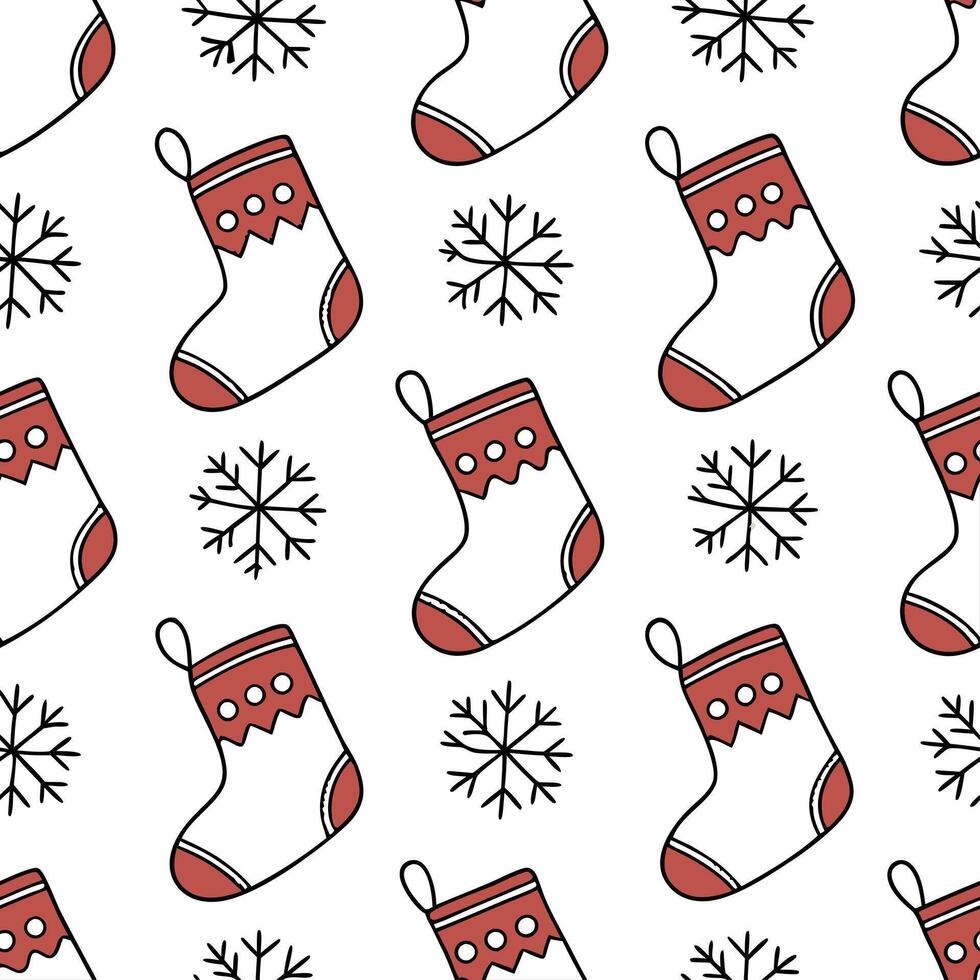 Elegant Christmas stockings and snowflakes seamless tile pattern with rich festive accents concept as Rich festive accents adorn elegant Christmas stockings and snowflakes in seaml Dynamic vector