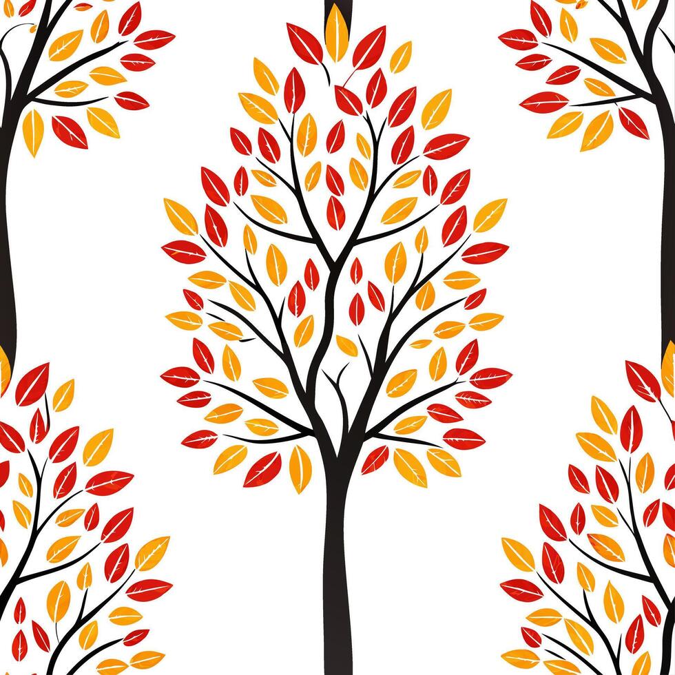 Elegant autumn trees seamless tile pattern with birch and cherry trees for sophisticated fall decor concept as Elegant birch and cherry trees arranged seamlessly for sophisticated Dynamic vector