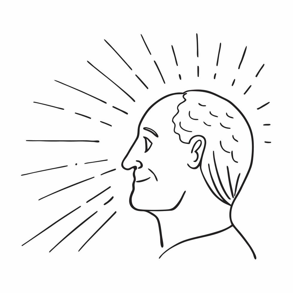 Elderly persons profile with sunrise concept as An elderly persons profile blended with a sunrise representing hope and wisdom gained over a lifetime Ideal for senior and inspirat Dynamic vector