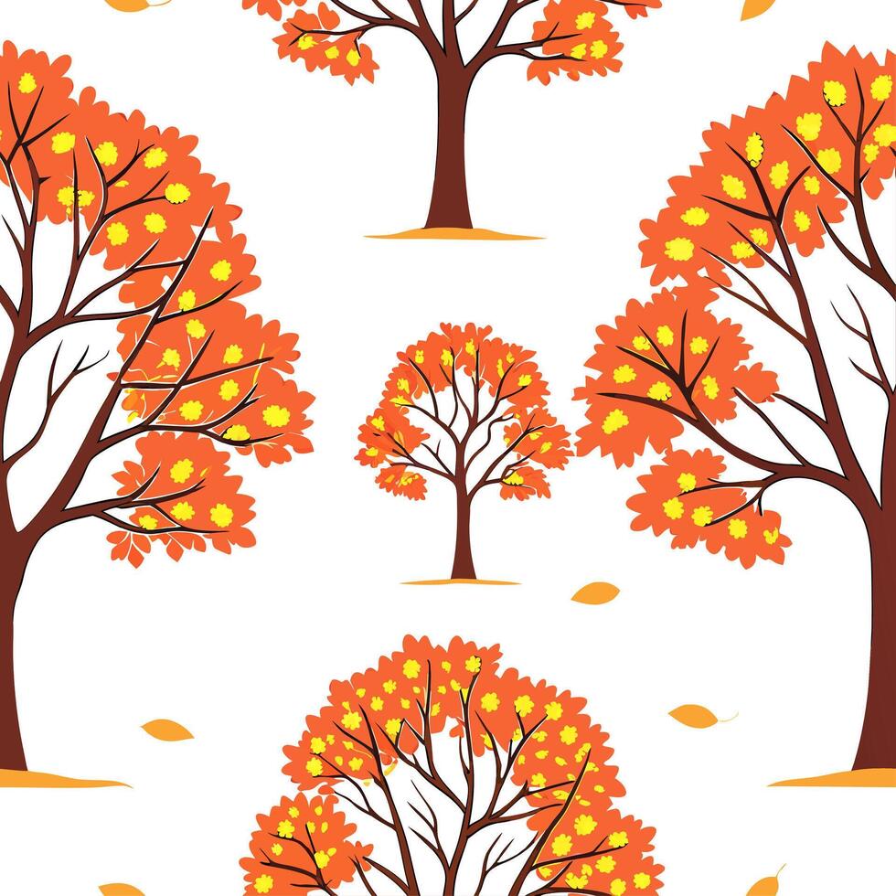 Elegant autumn trees seamless tile pattern with birch and cherry trees for sophisticated fall decor concept as Elegant birch and cherry trees arranged seamlessly for sophisticated Dynamic Set 3 vector