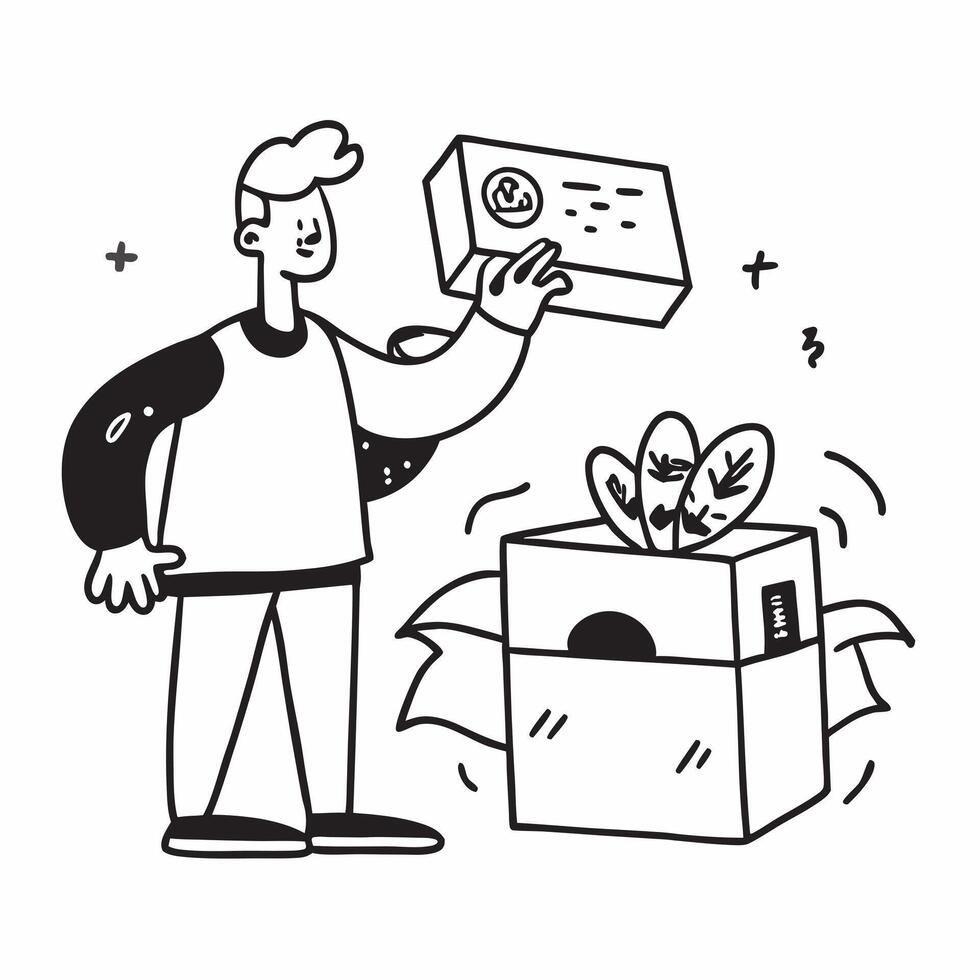 Eco activist promoting a mockup plant based food box concept as An eco activist promotes a mockup plant based food box emphasizing sustainability and environmental impact Perfect Dynamic vector