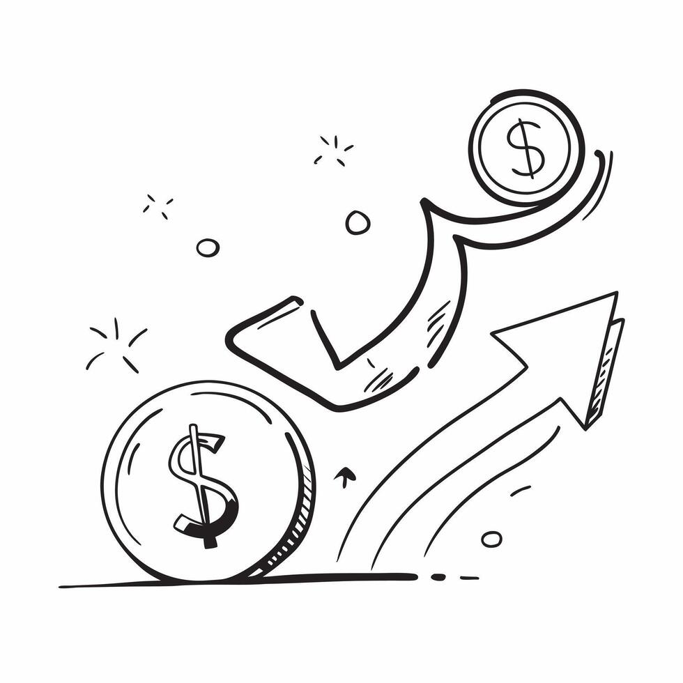 Dollar sign and growth arrow symbol with copy space for website banners concept as A sleek dollar sign and growth arrow symbol with generous copy space suitable for creating eye ca Dynamic vector