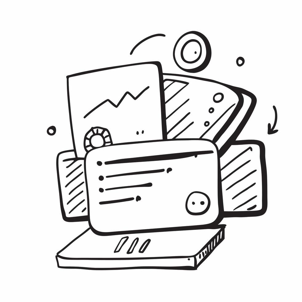 Doodle line icon of a laptop concept as A doodle line icon of a laptop symbolizing technology work and business tools perfect for business and tech themed visuals in Photo Stock C Dynamic vector