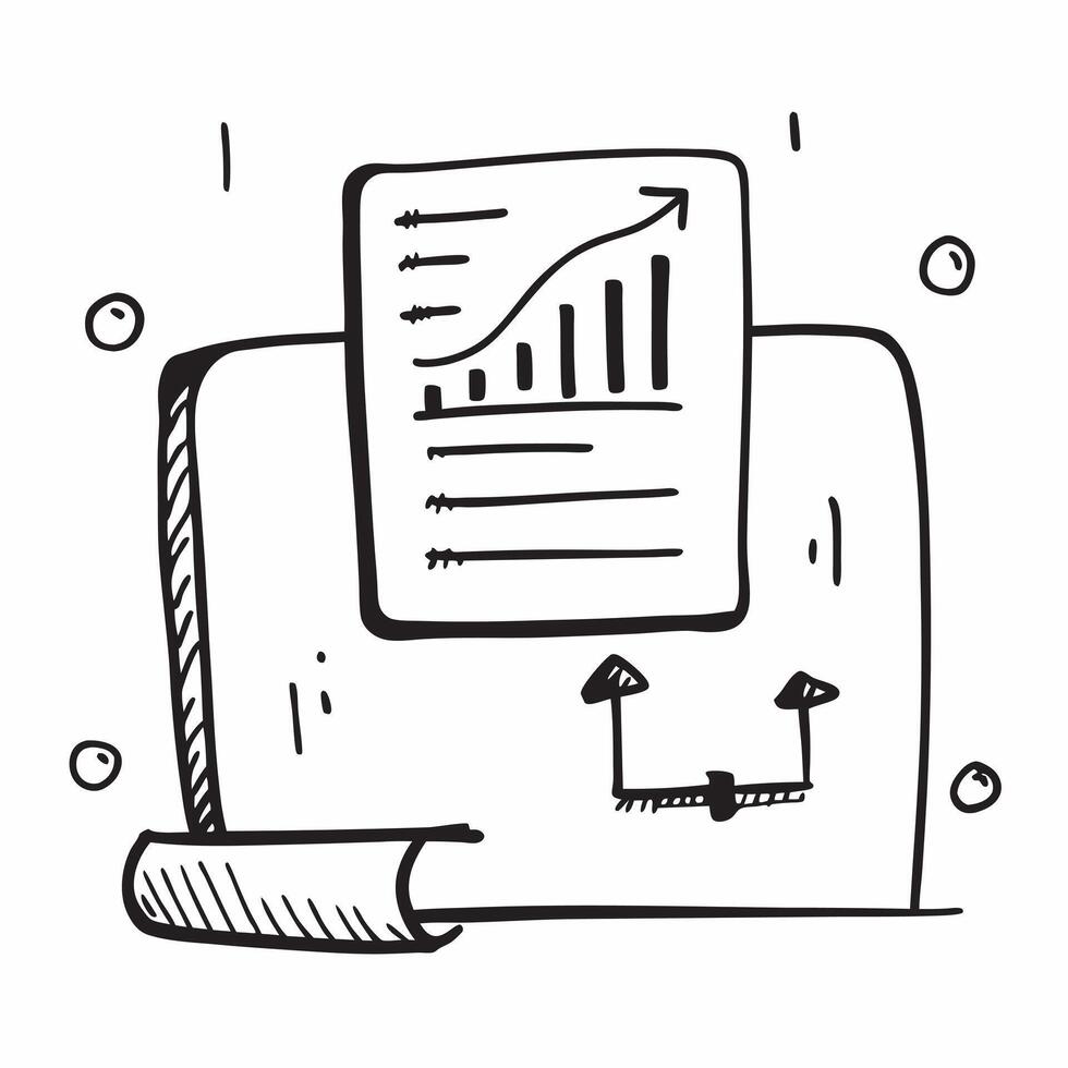 Doodle line icon of a bar chart concept as A doodle line icon of a bar chart symbolizing data performance and business metrics perfect for analytical and business report themed vis Dynamic vector