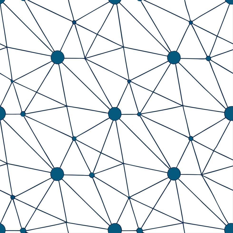Digital network seamless pattern with crystalline data clusters and radiant connection lines forming geometric web structures isolated white balance ultra modern network concept as Dynamic vector