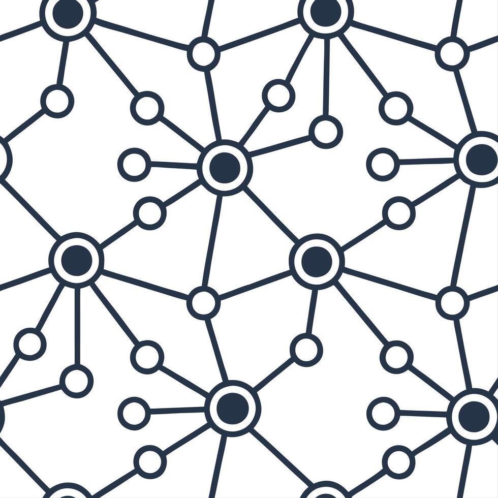 Digital network seamless pattern showcasing neon infused connection nodes and encrypted data streams within structured tile arrays isolated white balance futuristic cyber grid conc Dynamic vector