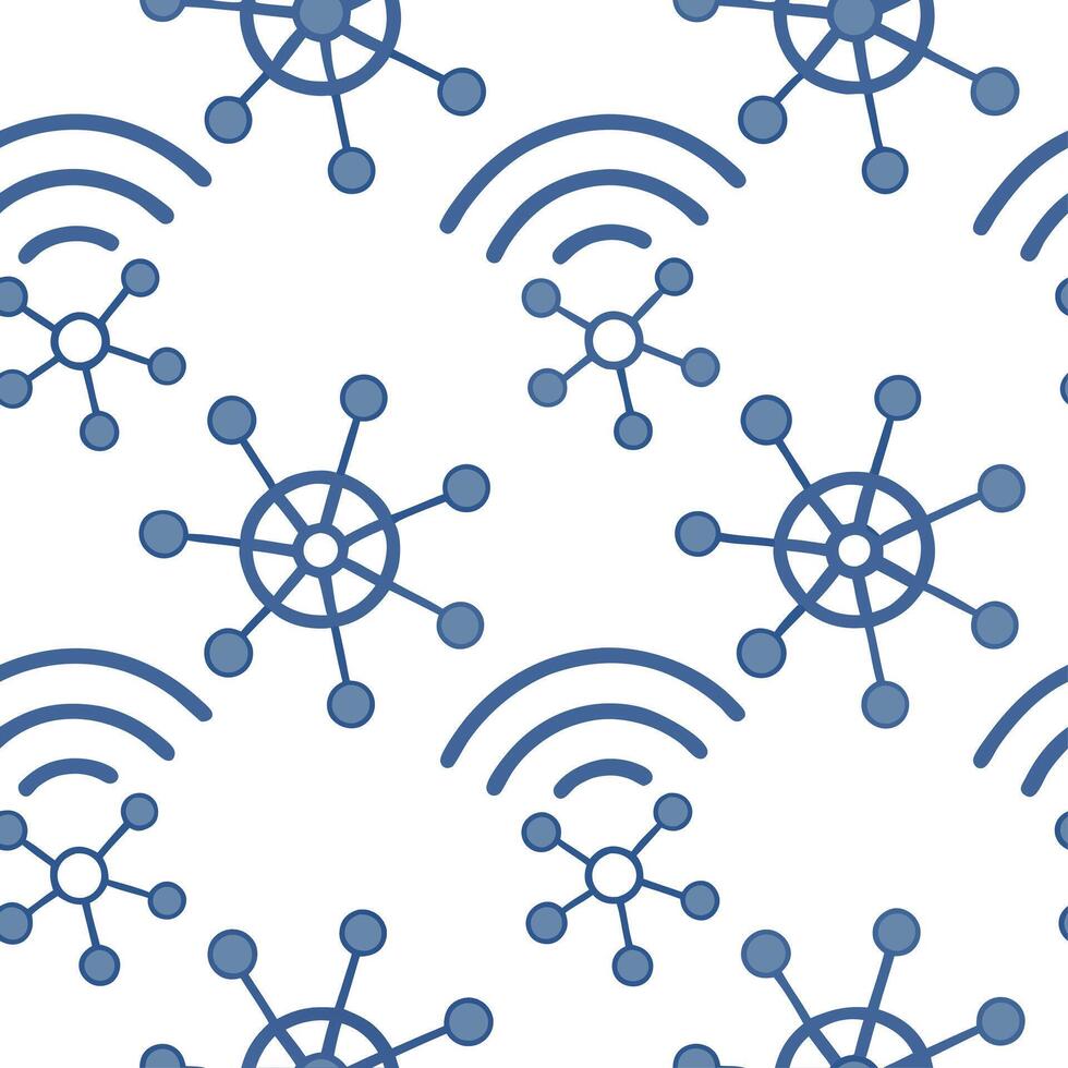 Digital network seamless pattern featuring interconnected nodes digital circuits luminous grid isolated white balance futuristic network vibe concept as Interconnected digital node Dynamic Set 2 vector