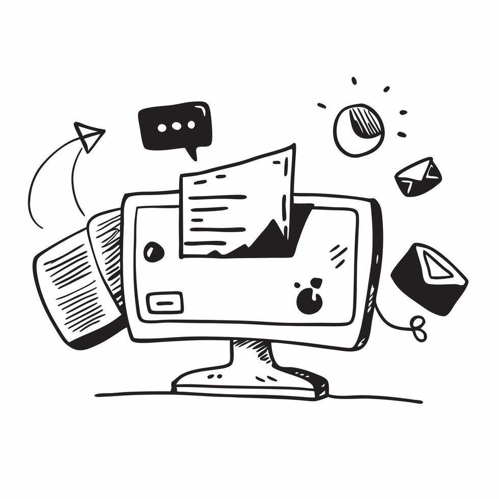 Desk and monitor icon with copy space for social media posts concept as An illustrative desk and monitor icon with copy space tailored for social media posts and digital marketing Dynamic vector