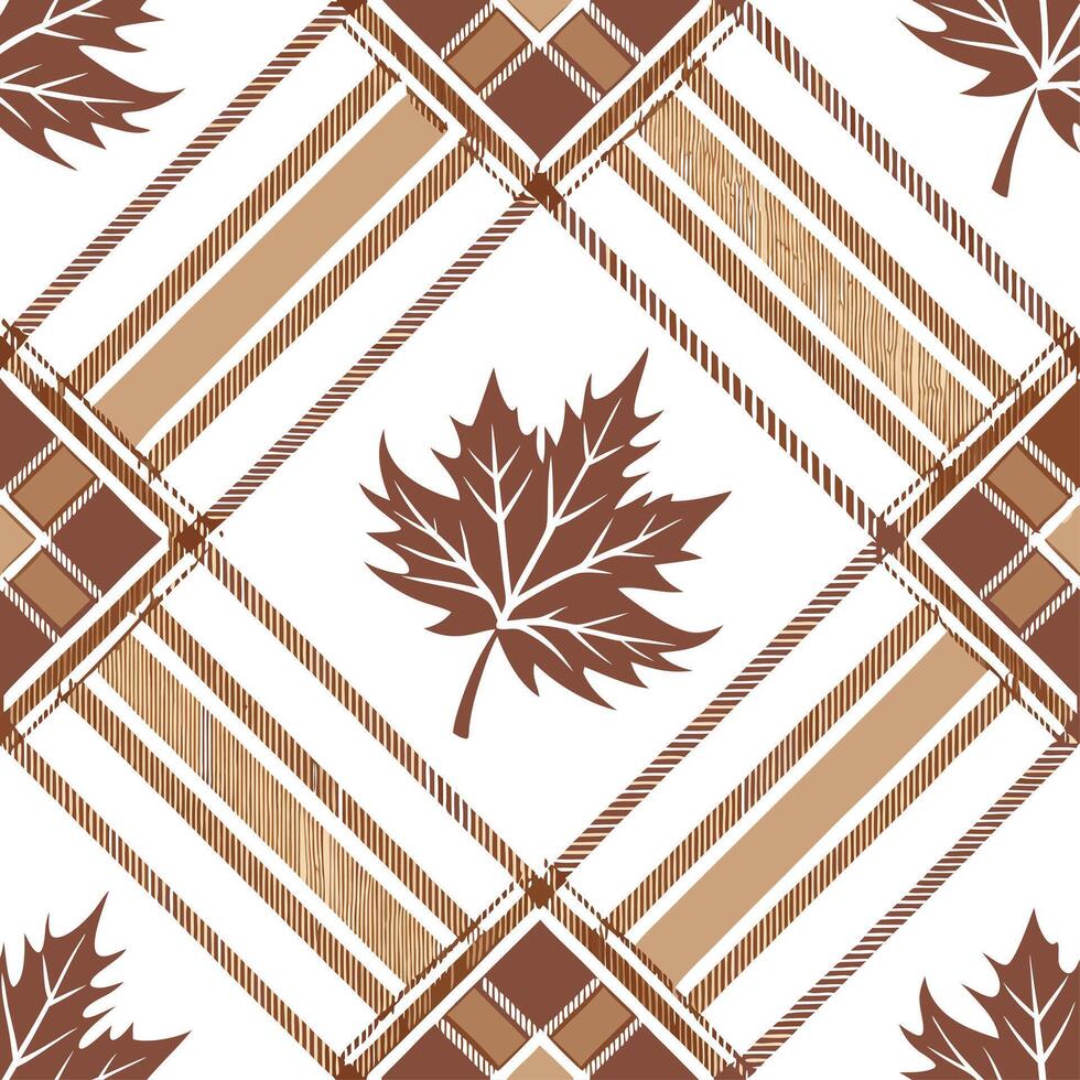 Design a seamless pattern with tartan motifs inspired by 1970s fashion in earthy tones concept as Create a repeating design featuring tartan patterns influenced by 1970s aesthetics Dynamic vector
