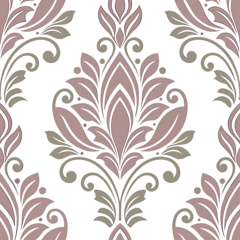 Design a seamless pattern featuring Edwardian damask motifs in soft muted pastels concept as Create a seamless pattern showcasing Edwardian era damask designs with intricate detail Dynamic vector