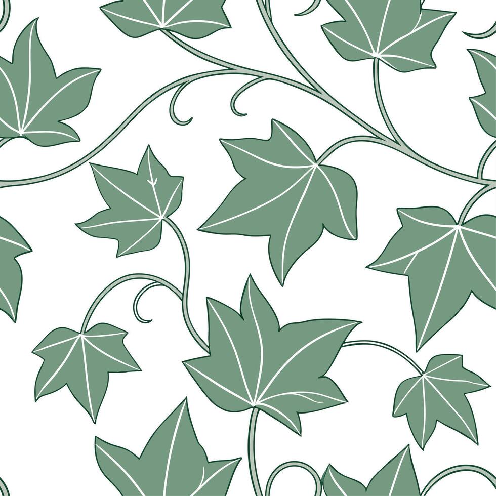 Delicate ivy leaves seamless tile pattern with subtle green shades and elegant vine details concept as Subtle ivy leaves in delicate green shades with elegant vine details create a Dynamic vector