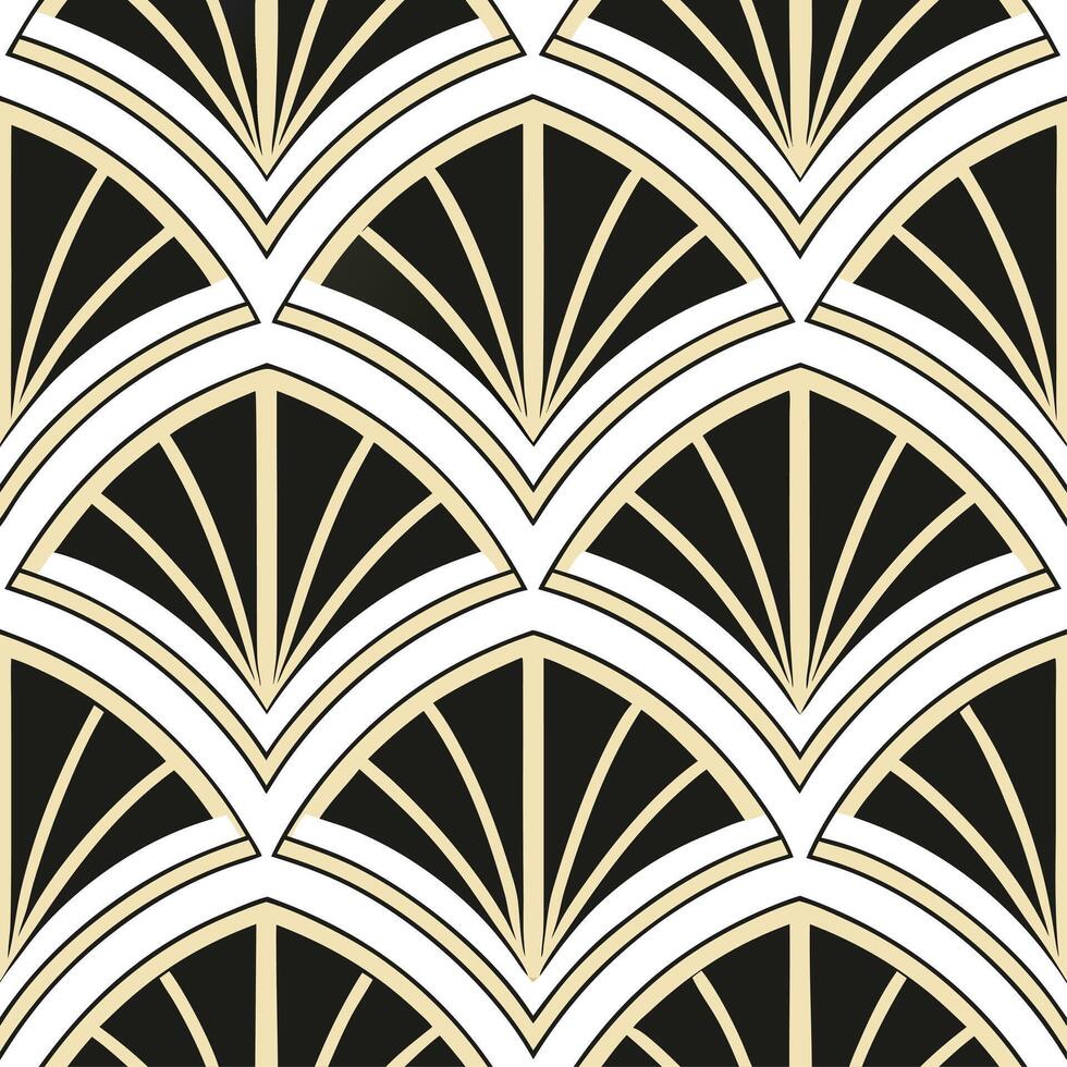 Create a seamless pattern featuring geometric Art Deco motifs in gold and black concept as Design a repeating pattern with bold geometric shapes capturing the elegance of Art Deco Dynamic vector