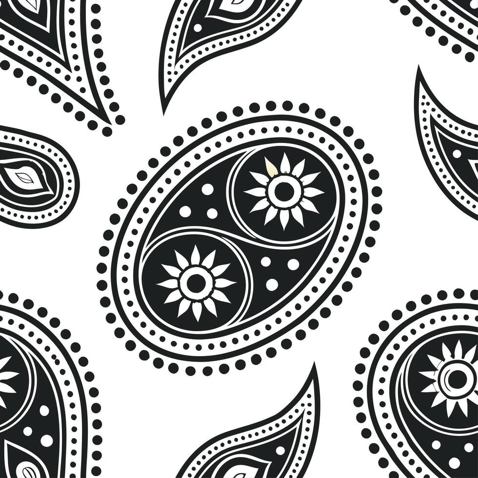 Create a seamless pattern featuring paisley motifs with Art Deco influences in black and gold concept as Design a repeating pattern that combines traditional paisley shapes with Ar Dynamic vector