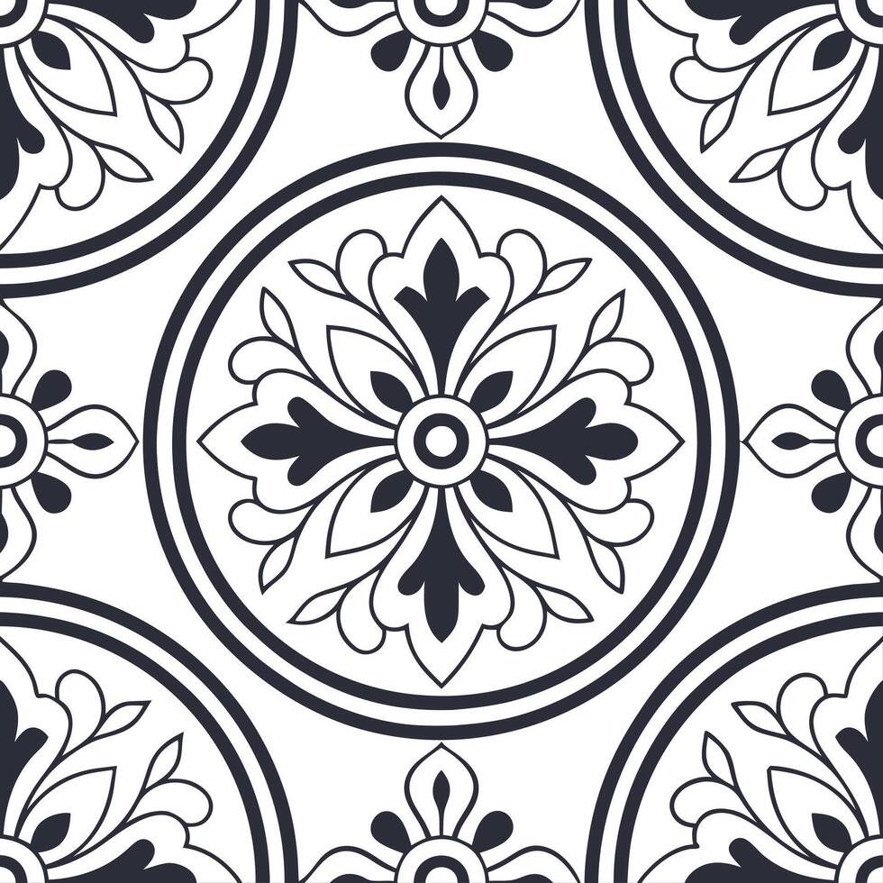 Craft vintage frame seamless pattern with symmetrical tile elements ornate decorations high resolution format concept as Elegant symmetrical tile layouts blend vintage fram Dynamic vector
