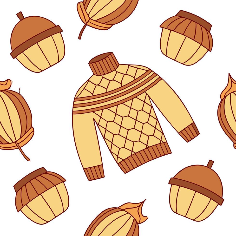 Cozy autumn sweater seamless tile pattern with warm colors and textured knits concept as Warm colored textured knits create a cozy autumn sweater seamless tile pattern perfect for Dynamic vector