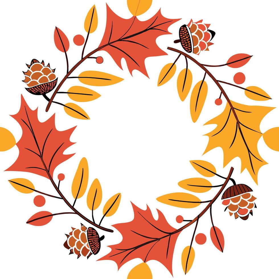 Cozy autumn wreath seamless tile pattern with colorful leaves and seasonal accents concept as Colorful autumn leaves and seasonal accents create a cozy autumn wreath seamless tile Dynamic vector