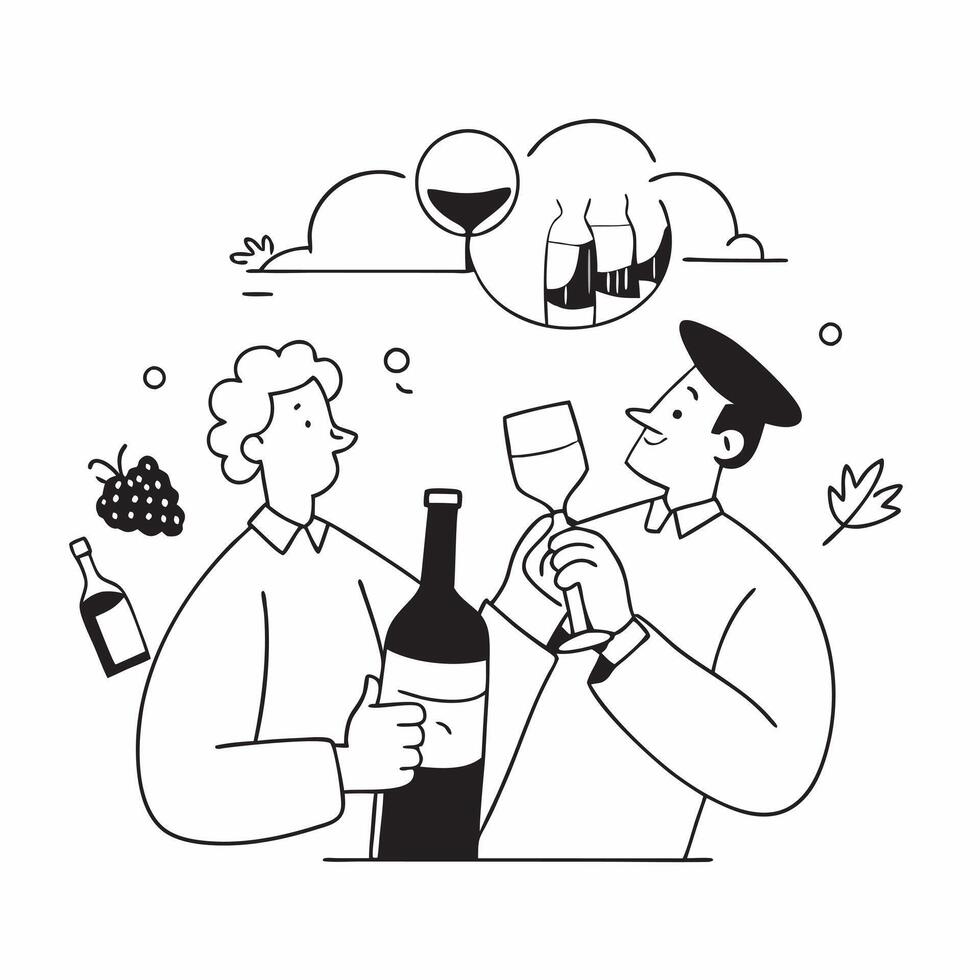 Couple enjoying a vineyard tour and wine tasting concept as A couple enjoys a romantic vineyard tour and wine tasting experiencing the flavors and beauty of wine country Ideal for Dynamic vector