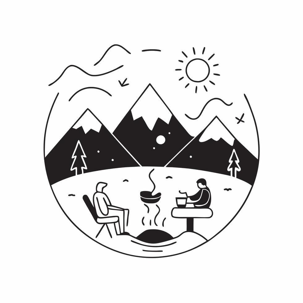 Couple enjoying a snowy mountain getaway concept as A couple enjoys a snowy mountain getaway skiing and relaxing in a cozy cabin capturing the essence of a winter wonderland vacati Dynamic Set 2 vector
