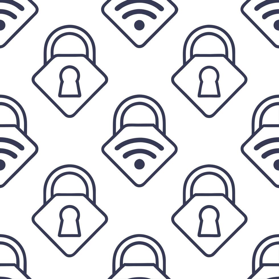 Contemporary seamless pattern with integrated cyber elements and digital network symbols arranged in elegant tiled format with isolated whitebalance for tech aesthetics concept as Dynamic vector