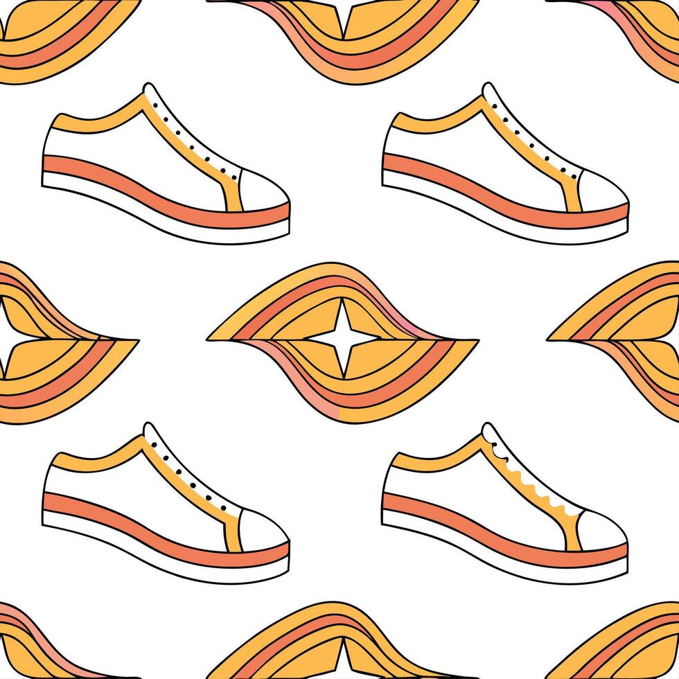 Combine retro wave designs tile layout vintage banners dynamic seamless pattern on white background concept as Eclectic mosaic arrangement merges mid century style commercial use Dynamic Set 2 vector