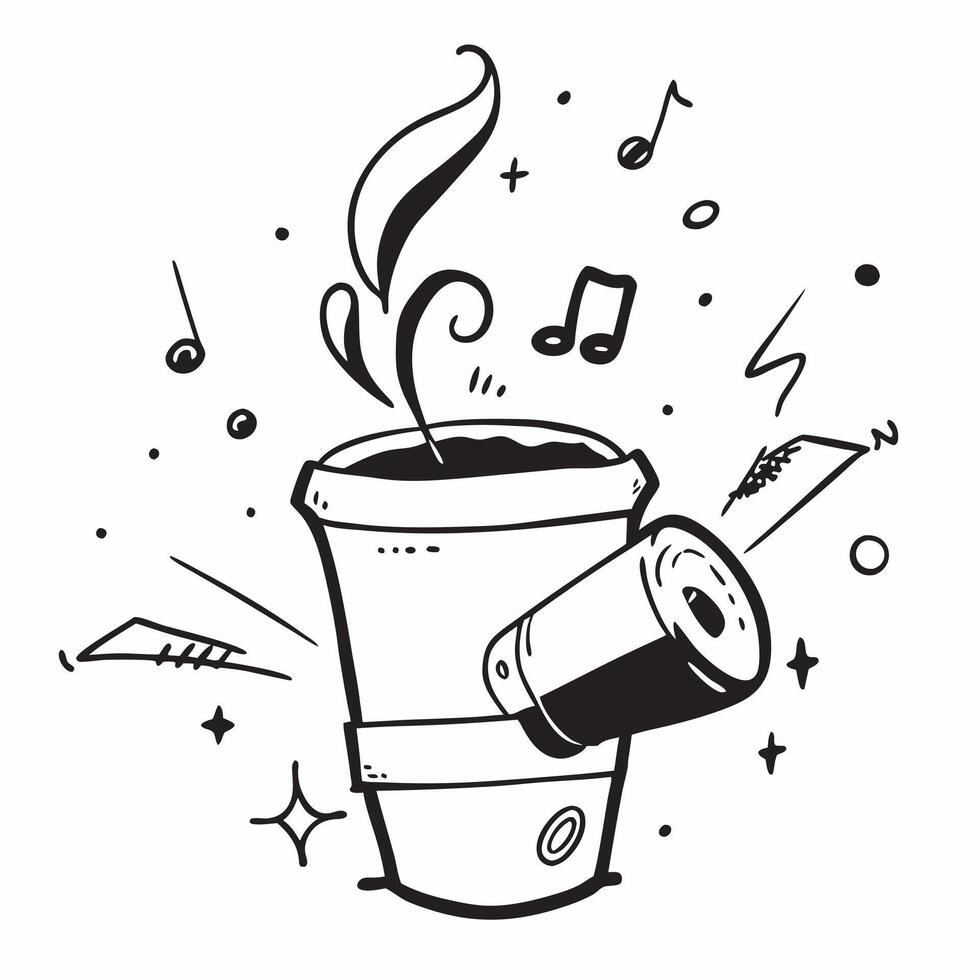 Coffee and music concept as High resolution image of coffee and music with a glossy backdrop capturing the harmonious and relaxing combination of enjoying coffee with live music i Dynamic vector