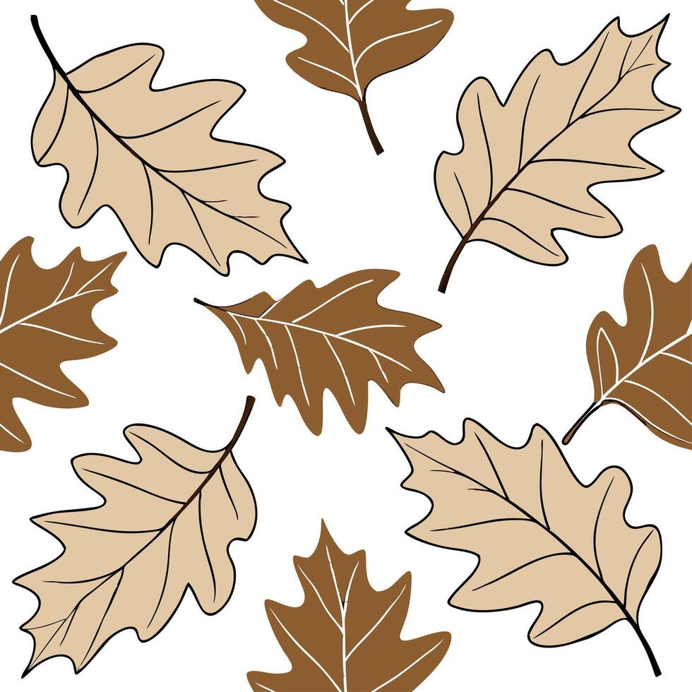 Classic autumn leaves seamless tile pattern with chestnut and oak leaves for timeless fall home decor concept as Chestnut and oak leaves arranged seamlessly in classic autumn color Dynamic vector