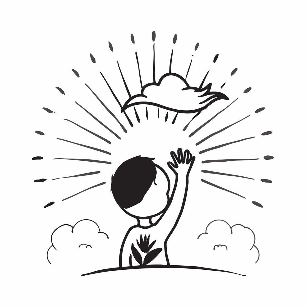 Childs silhouette with sunrise concept as A childs silhouette blended with a sunrise symbolizing hope and new beginnings Perfect for inspirational and educational ads in Photo St Dynamic vector