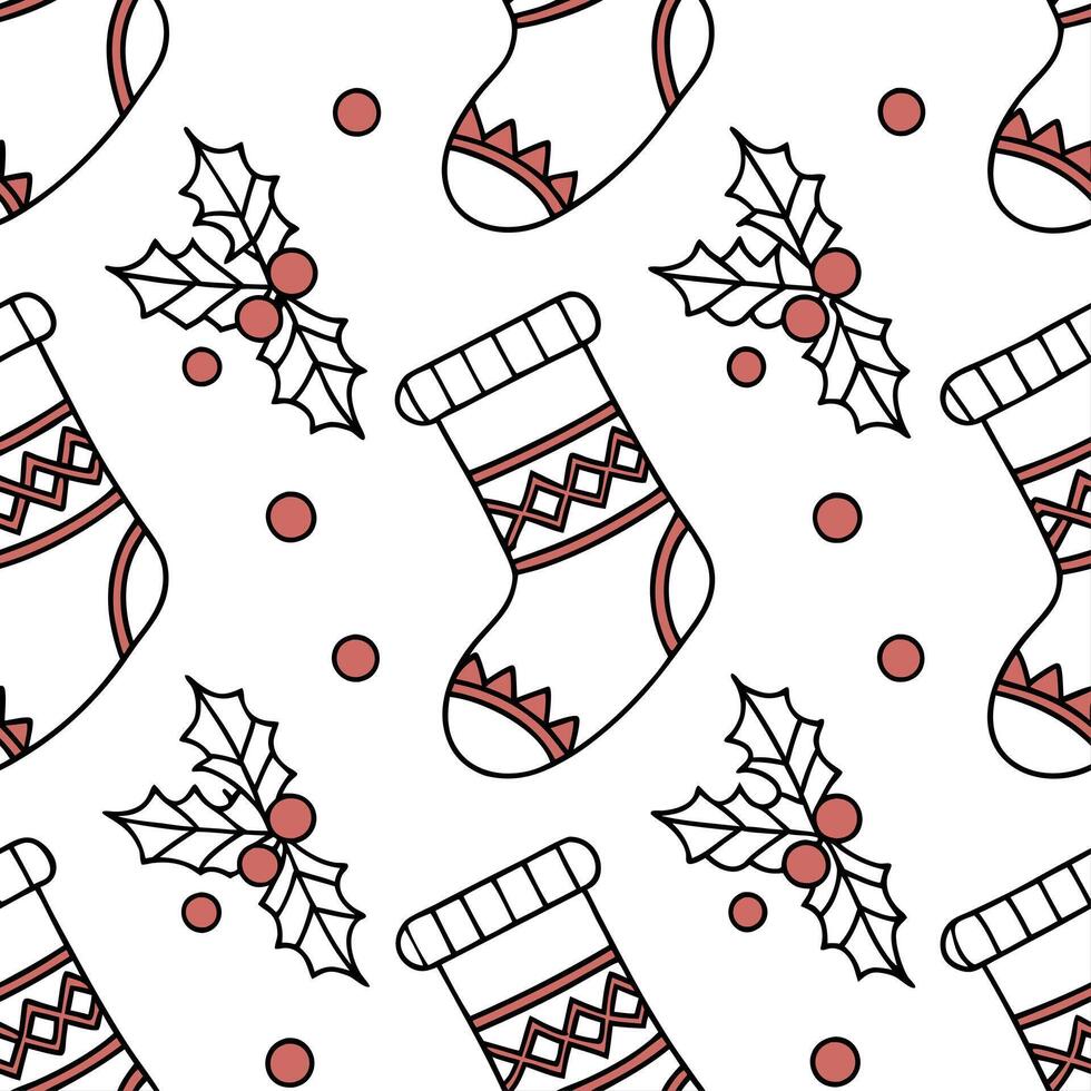 Christmas stockings seamless tile pattern with festive patterns and holiday motifs for cozy decor concept as Festive patterns and holiday motifs arranged seamlessly to create cozy Dynamic vector