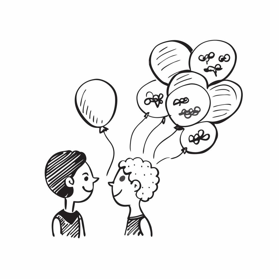 Childs profile with fading balloons concept as A childs profile merged with fading balloons representing the innocence of farewells and the passage of time Perfect for sentimental Dynamic vector