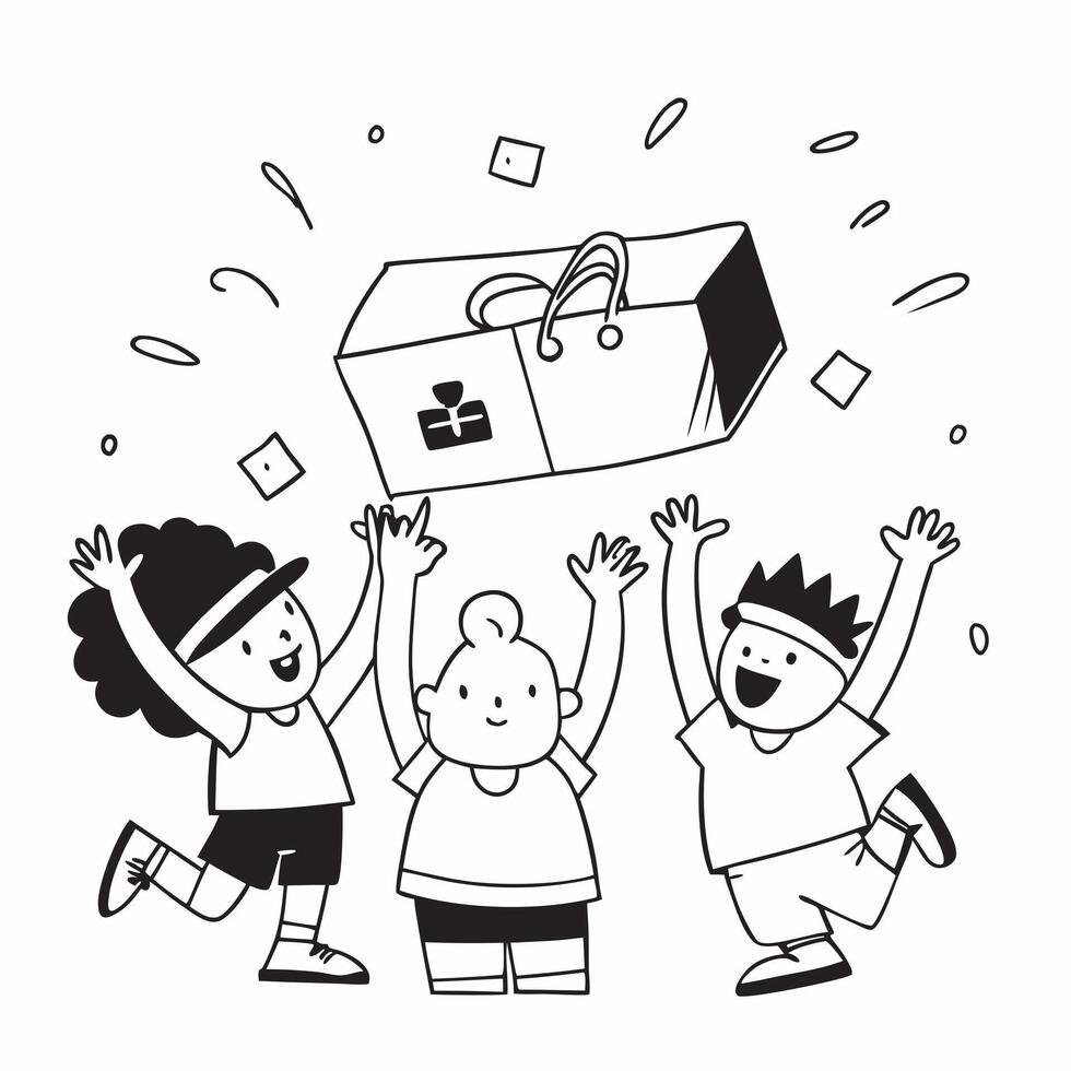Children enjoying summer sale shopping concept as High resolution image of children enjoying summer sale shopping with a glossy backdrop capturing the fun and excitement of finding Dynamic vector