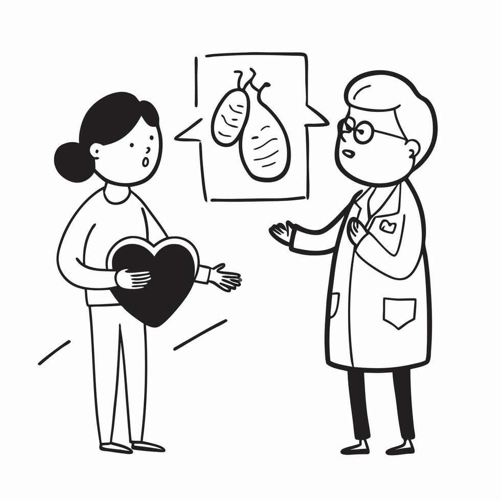 Cardiologist explaining heart surgery to a patient concept as A cardiologist explains the details of heart surgery to a patient emphasizing care and communication Ideal for cardio Dynamic vector