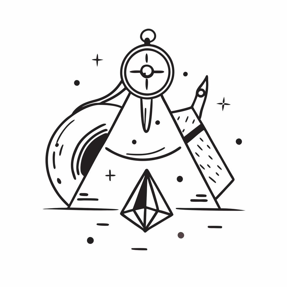 Camping tent and compass icon with space for text and icons on a white background concept as A versatile camping tent and compass icon featuring space for both text and icons on a Dynamic vector