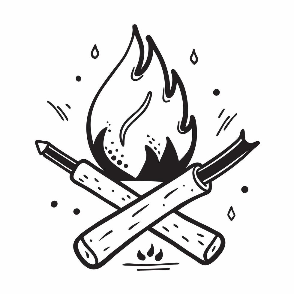 Campfire and marshmallow icon with copy space for camping ads concept as A modern campfire and marshmallow icon design with generous copy space perfect for enhancing camping advert Dynamic vector