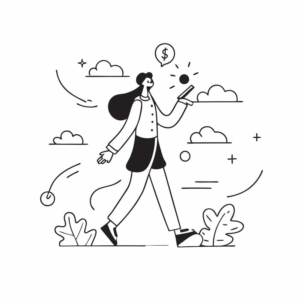 Businesswoman taking a walk in nature after work concept as High resolution image of a businesswoman taking a walk in nature after work highlighting the benefits of physical activi Dynamic vector