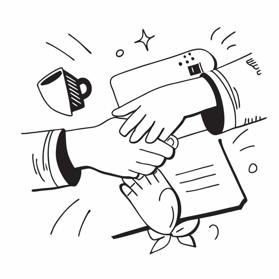 Business partners shaking hands after a successful meeting concept as A illustration of business partners shaking hands after a successful meeting utilizing a 3 color palett Dynamic vector