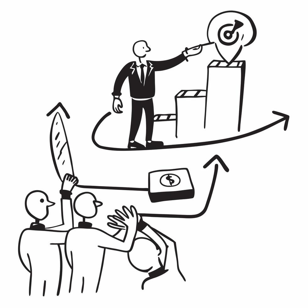 Business leader mentoring employees concept as A business leader mentoring employees representing high performance strategic growth and the importance of leadership in business dev Dynamic Set 2 vector
