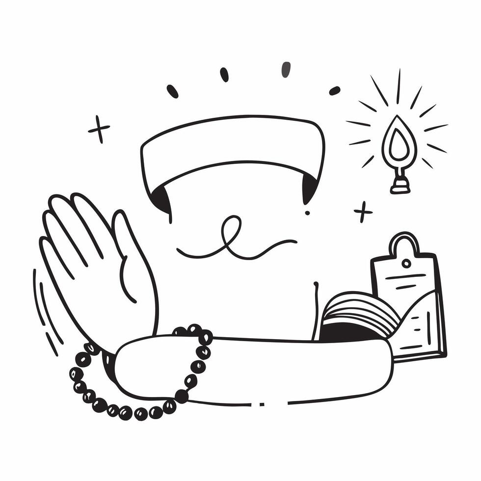 Buddha statue and prayer beads symbol with copy space for website banners concept as A sleek Buddha statue and prayer beads symbol with generous copy space suitable for creating ey Dynamic vector