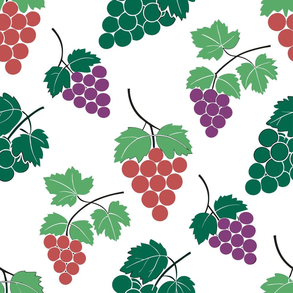 Bright juicy grapes seamless tile pattern with green purple and red hues for a refreshing summer touch concept as Grapes in green purple and red hues create a juicy seamless tile p Dynamic vector