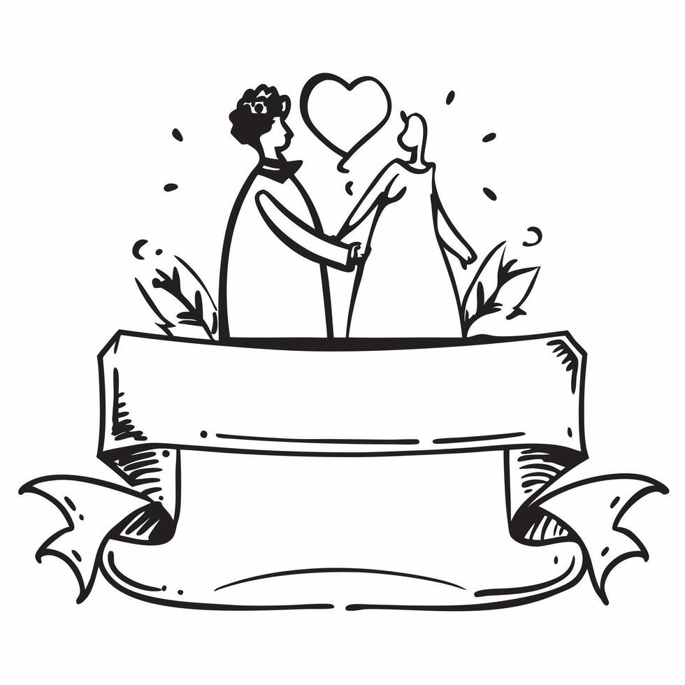 Bride and groom symbol with copy space for wedding programs concept as An artistic rendering of bride and groom symbol with spacious copy space suitable for wedding programs ceremo Dynamic vector