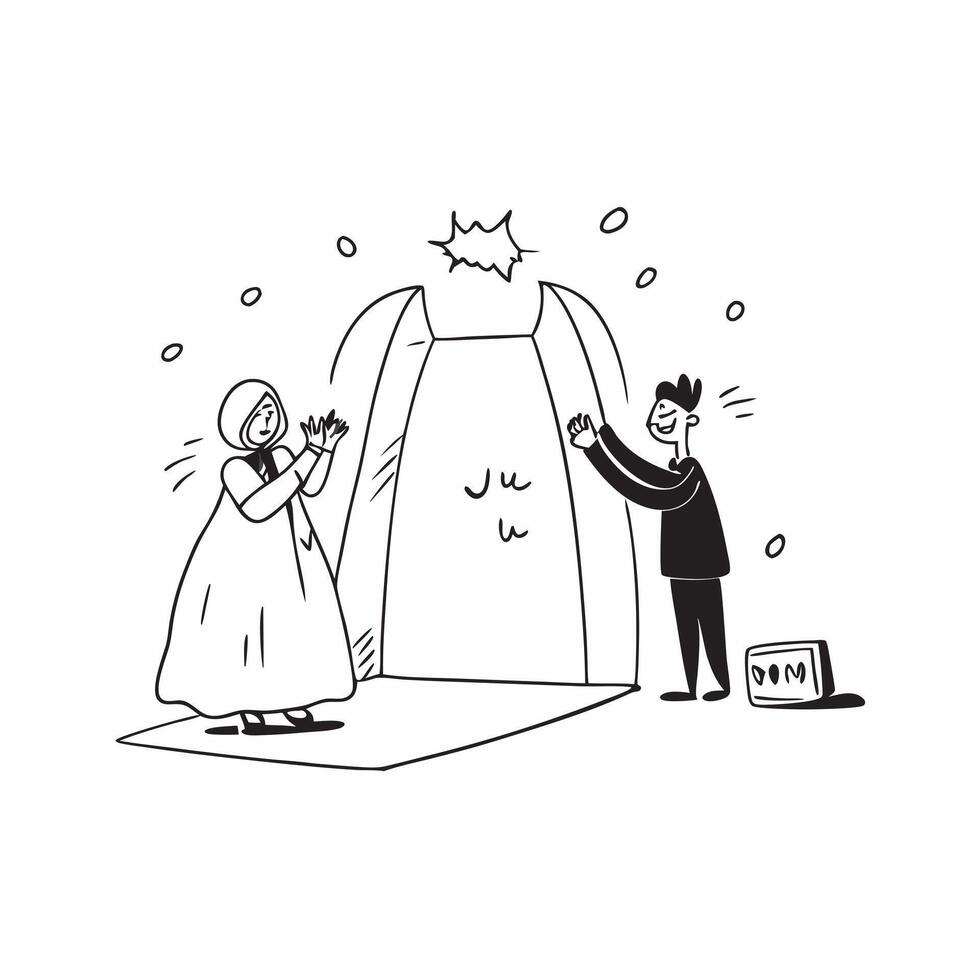 Bride and groom exit concept as High resolution image of a bride and groom making their exit from the ceremony with a glossy backdrop highlighting the joy and excitement of their w Dynamic vector