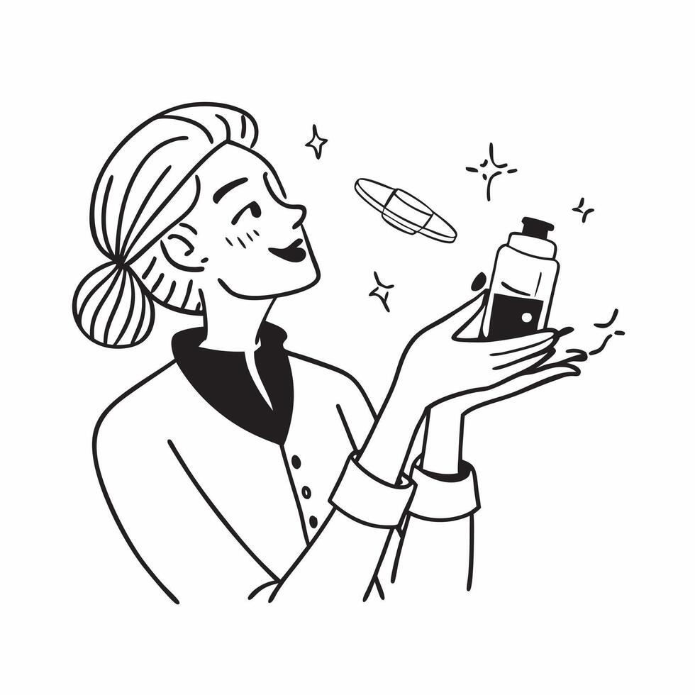 Brand ambassador using a mockup anti aging serum concept as A brand ambassador uses a mockup anti aging serum showcasing its benefits for reducing wrinkles and fine lines Perfect Dynamic vector