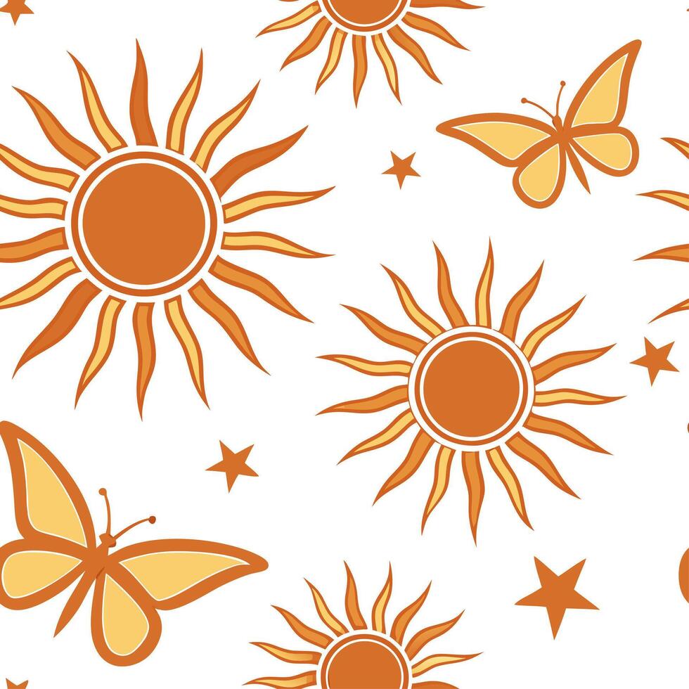 Bold summer sun seamless tile pattern with sun rays and orange gradients for energetic home decor concept as Sun rays and orange gradient tones in a seamless pattern to create an e Dynamic Set 2 vector