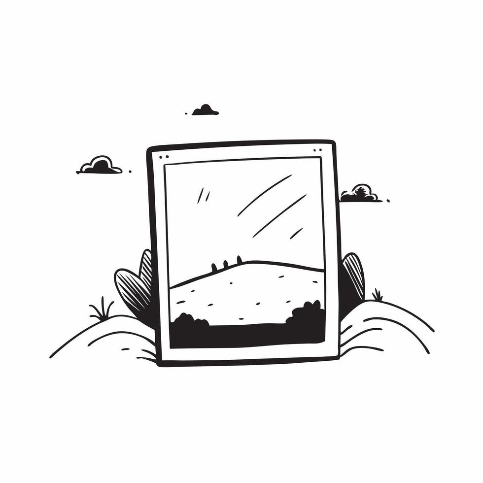 Black landscape frame mockup concept as High resolution mockup of a black landscape frame on a white wall perfect for a bold and contrasting display of monochrome photography or mo Dynamic vector