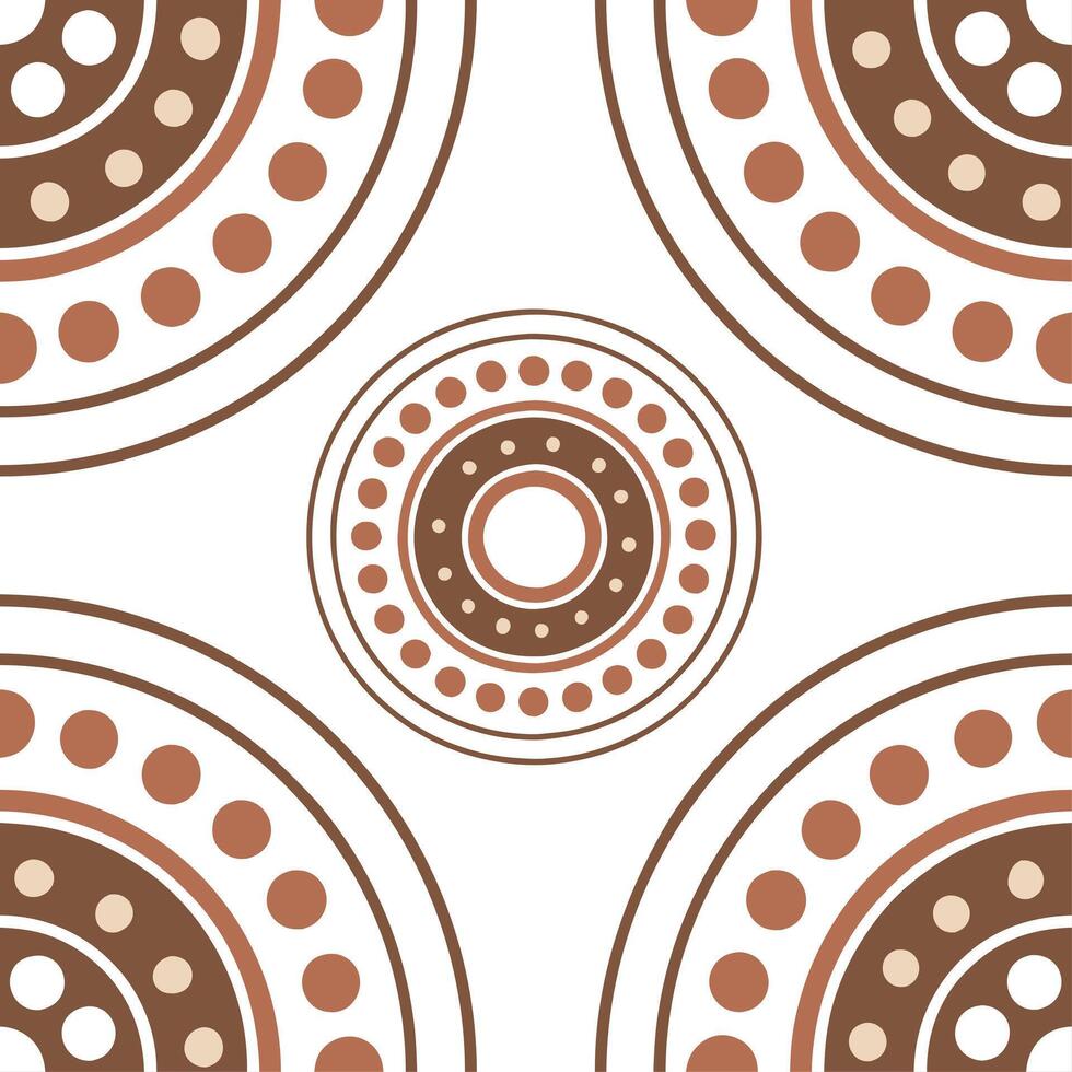 Bohemian seamless pattern with hand drawn retro circles in earthy colors concept as Design a seamless pattern featuring hand drawn retro circles in earthy colors reflecting a bohem Dynamic vector