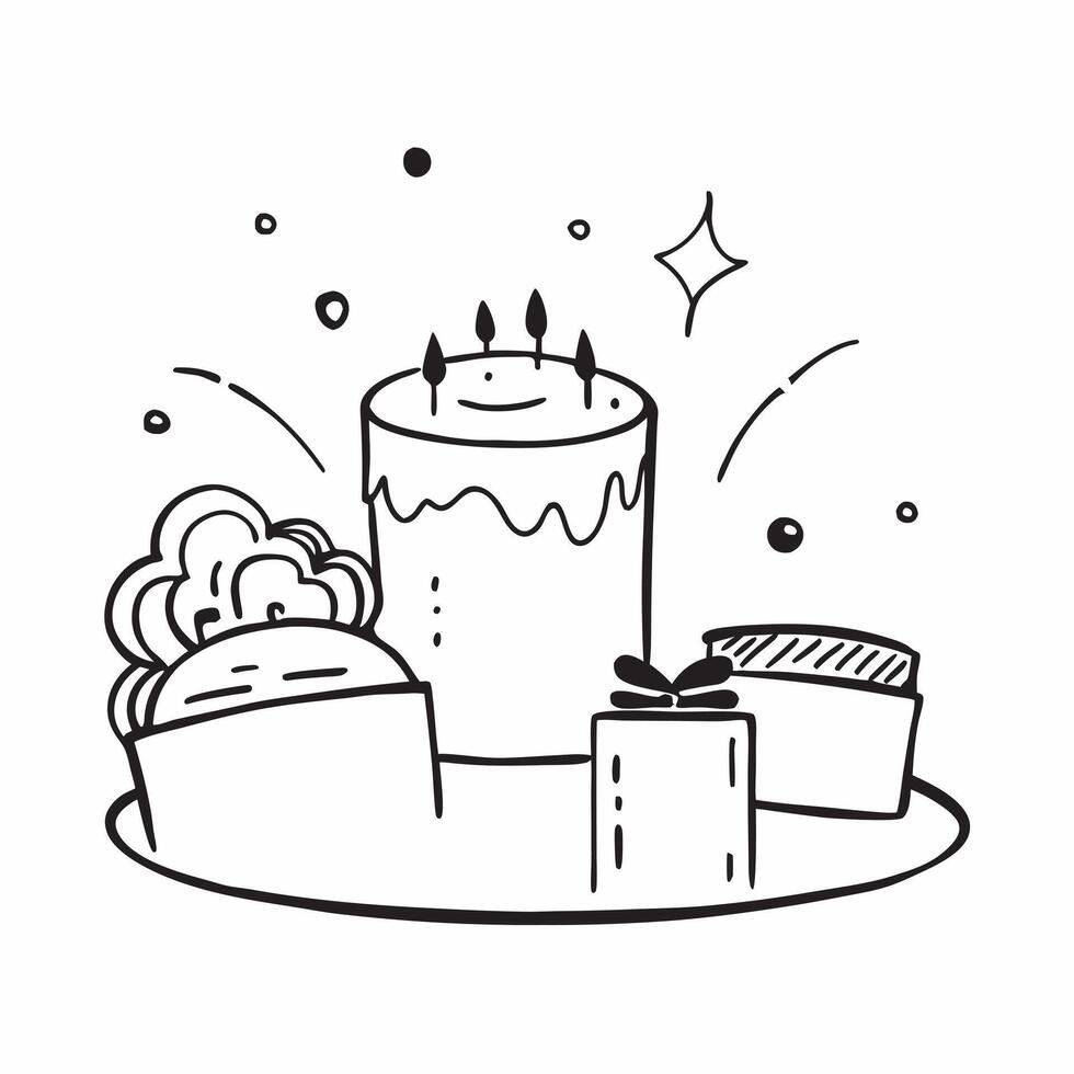 Birthday party cake table concept as High resolution image of a birthday party cake table with a glossy backdrop showcasing a variety of cakes and desserts in Photo Stock Concept Dynamic vector