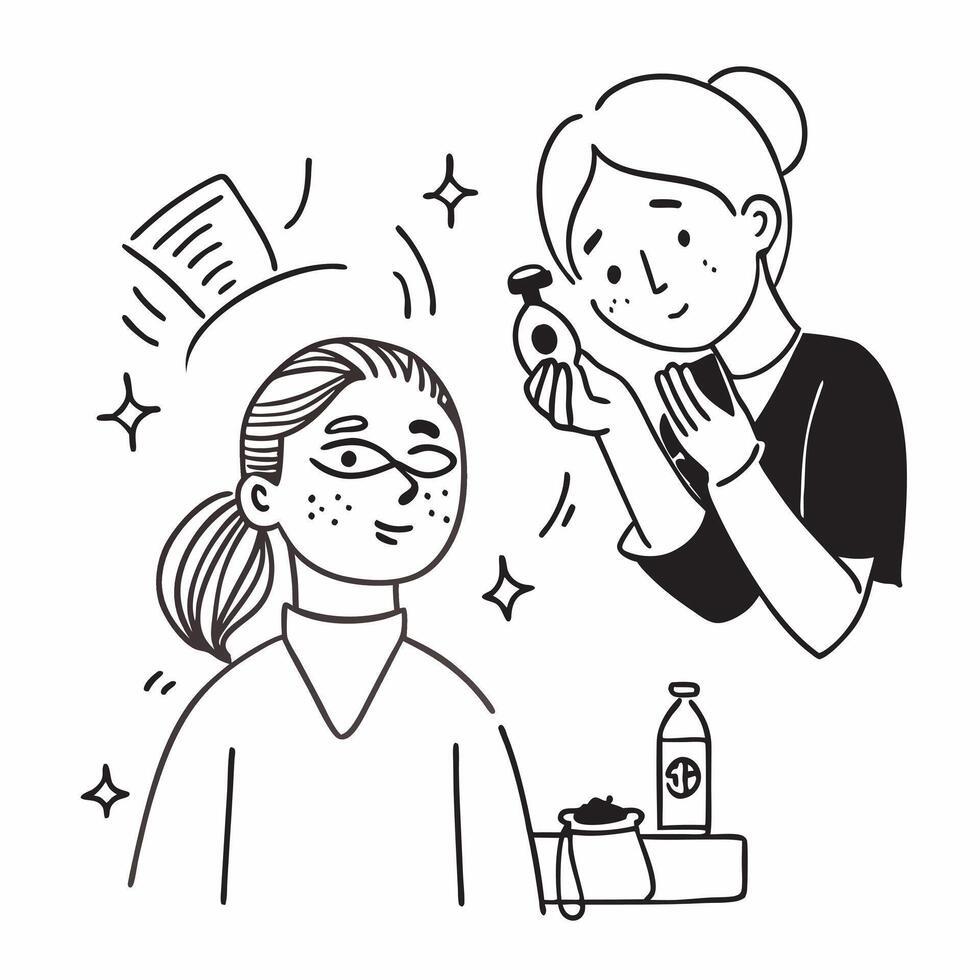 Beauty therapist performing an anti aging facial treatment concept as A beauty therapist performs an anti aging facial treatment focusing on rejuvenation and wrinkle reduction Ide Dynamic vector