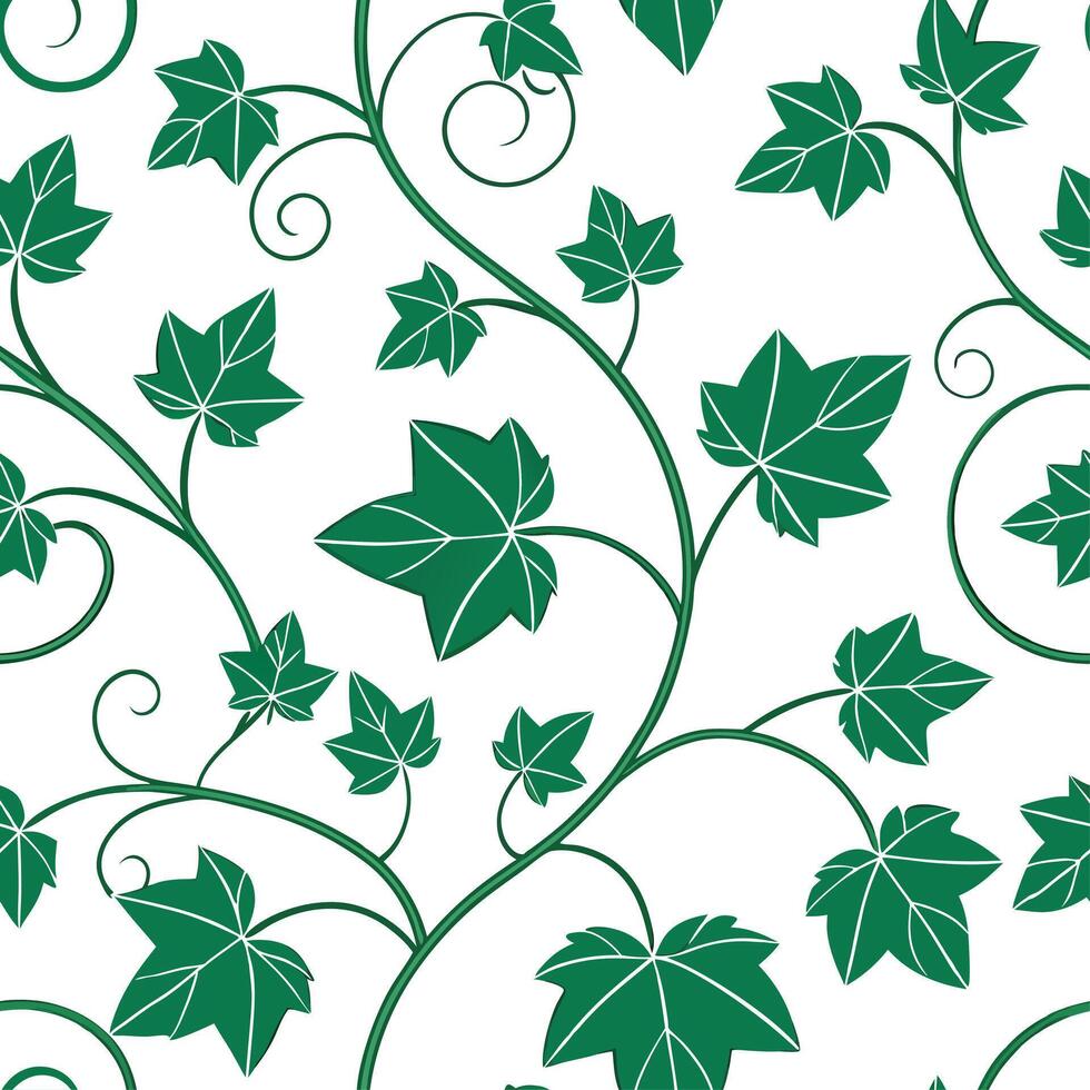Beautiful spring vine and ivy seamless tile pattern with twisting green tendrils and vibrant leaves concept as Twisting vines and ivy with vibrant green tendrils form a beautiful a Dynamic vector