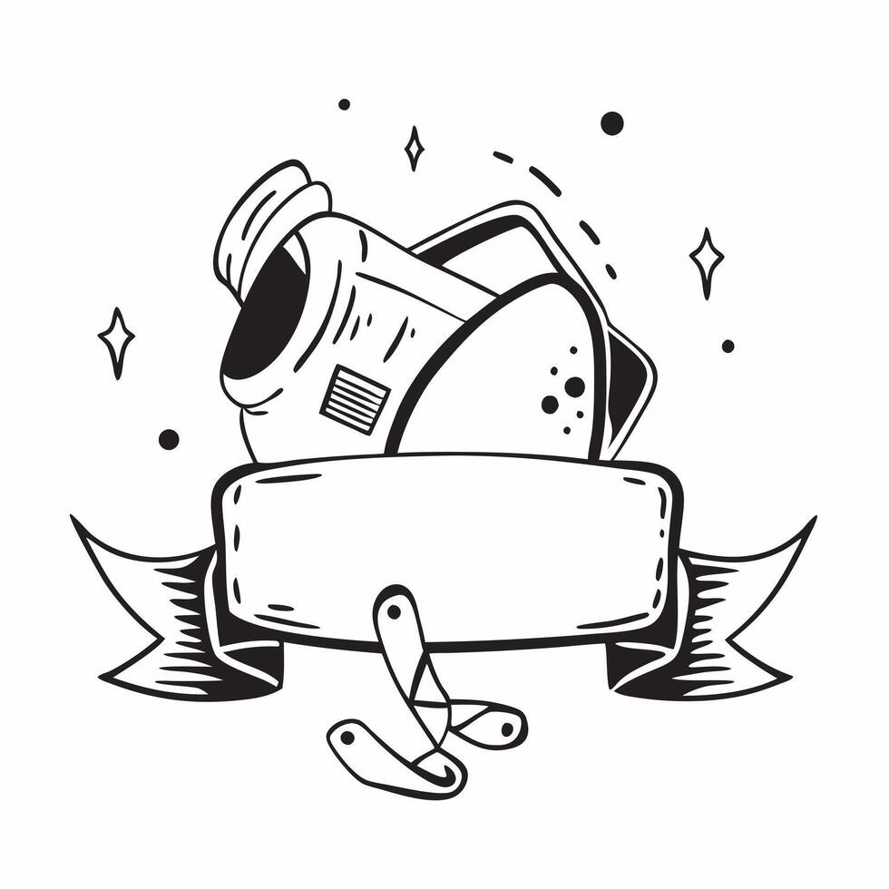 Backpack and hiking boots symbol with copy space for outdoor gear concept as An artistic rendering of a backpack and hiking boots symbol with spacious copy space suitable for outdo Dynamic vector